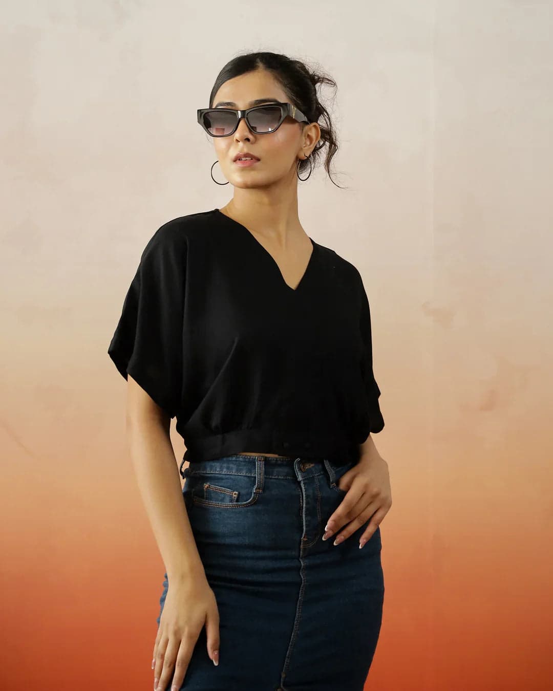 Gomachi Women's Black Crop Top