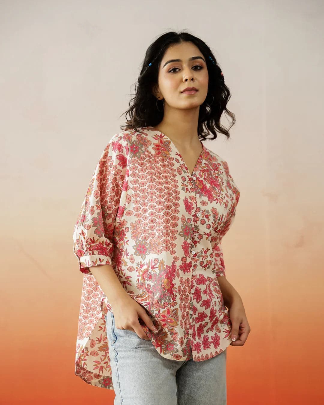 Gomachi Women's Floral Printed Cotton Top